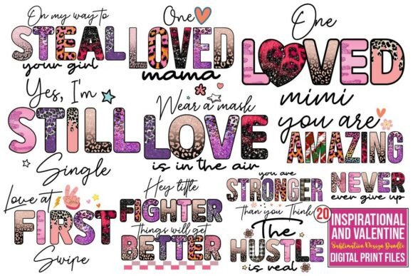 Preview of Inspirational and Valentine Sublimation Bundle Valentine sublimation design