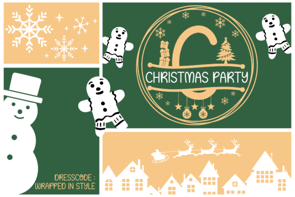 Merry Sparkle Monogram Font PNG with transparent background - Preview 3