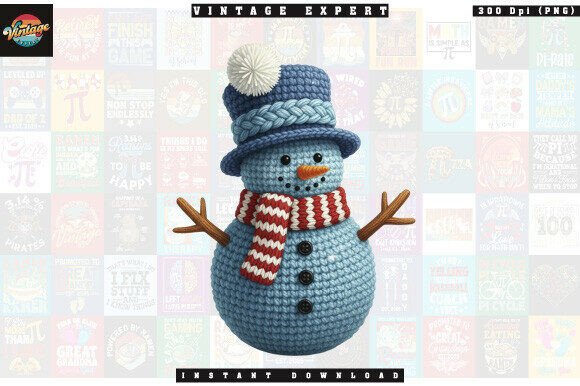 Winter Snowman Yarn Crochet PNG