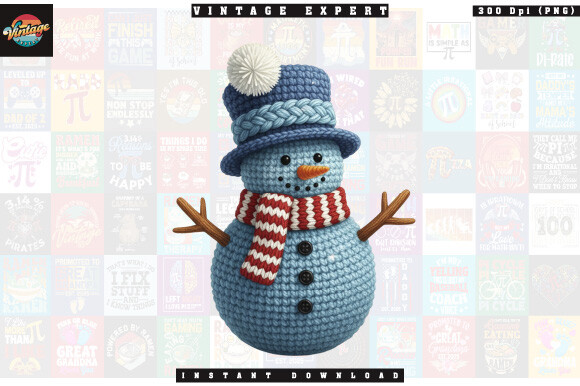 Winter Snowman Yarn Crochet PNG