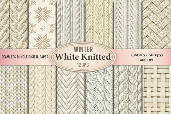 Winter White Knitted Seamless Patterns
