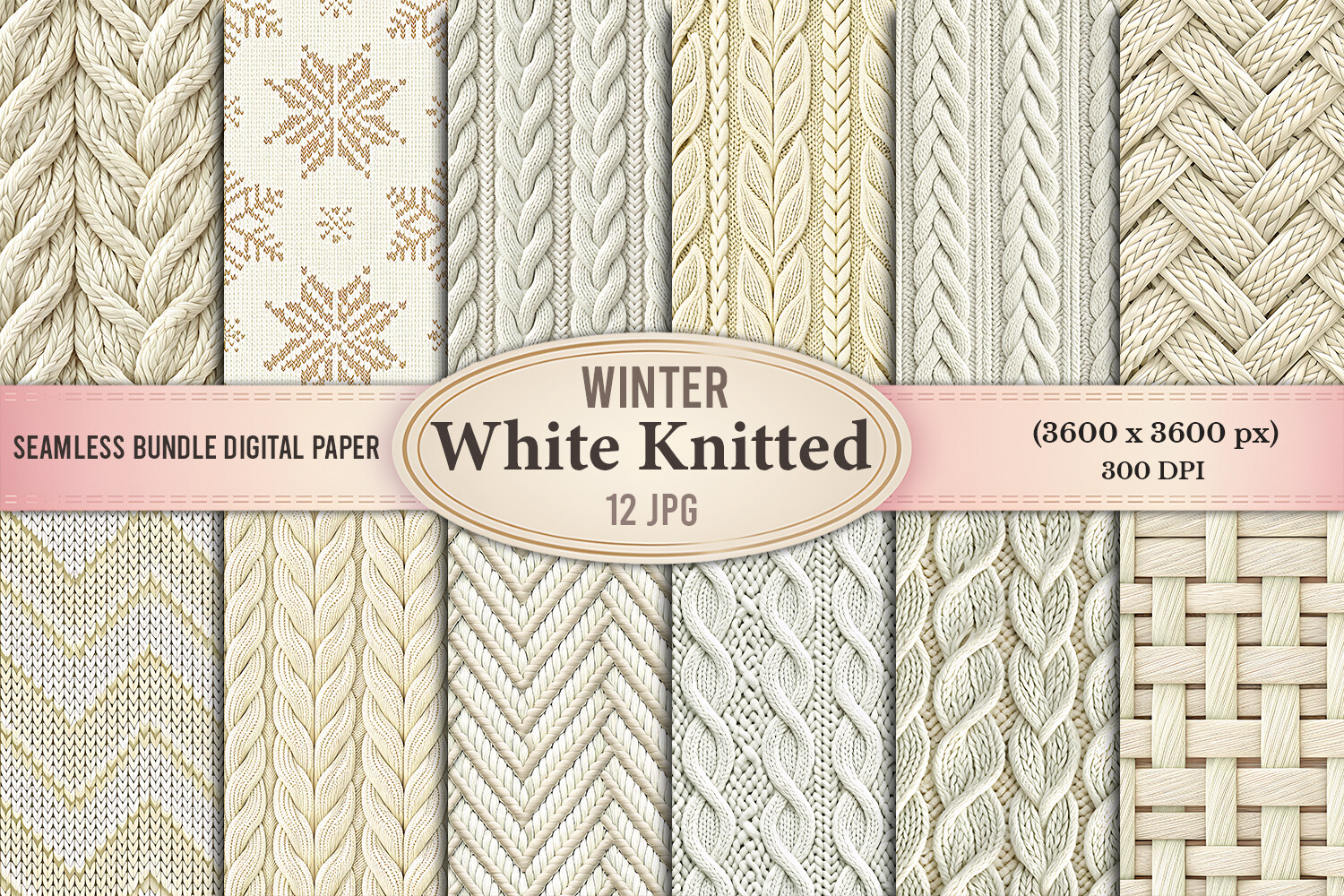 Winter White Knitted Seamless Patterns