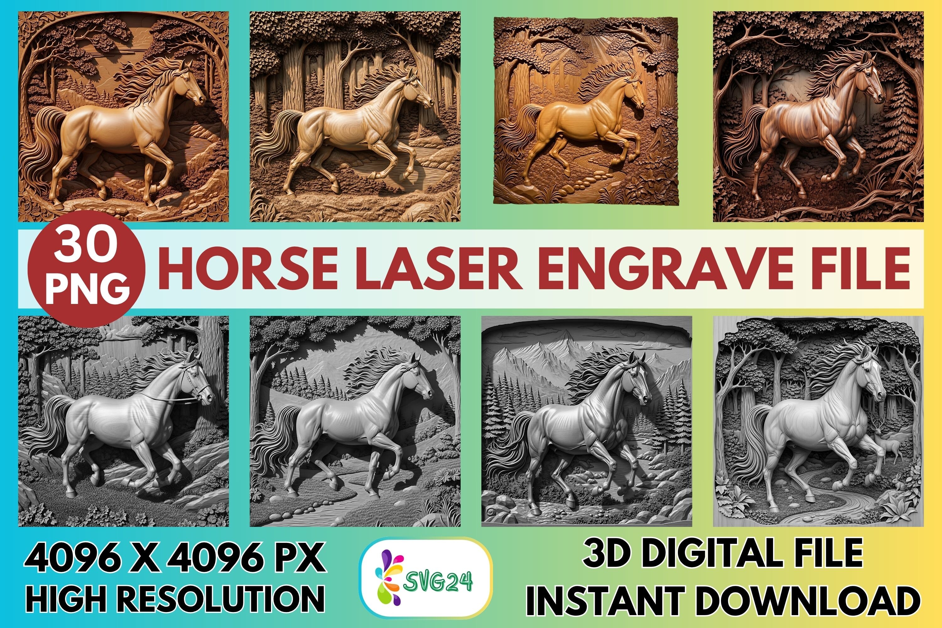 3D Horse Laser Engrave File