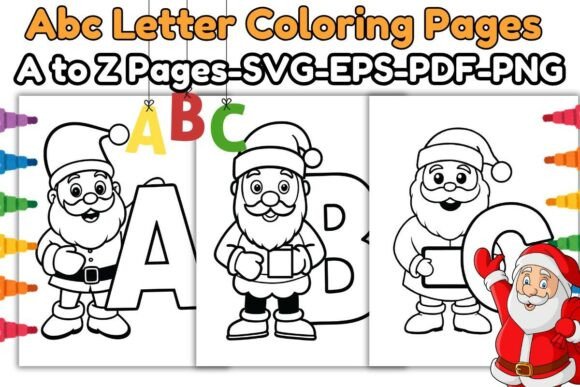 ABC Santa Alphabet Coloring Pages a–Z