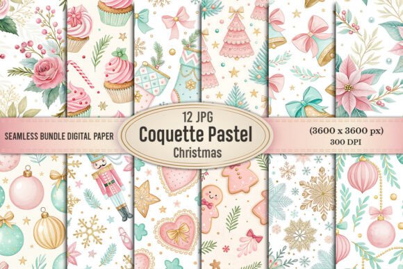 Coquette Pastel Christmas Seamless