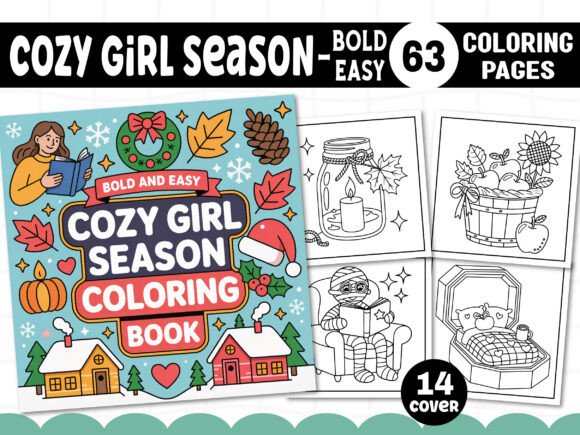 Cozy Girl Season Coloring Pages Bundle