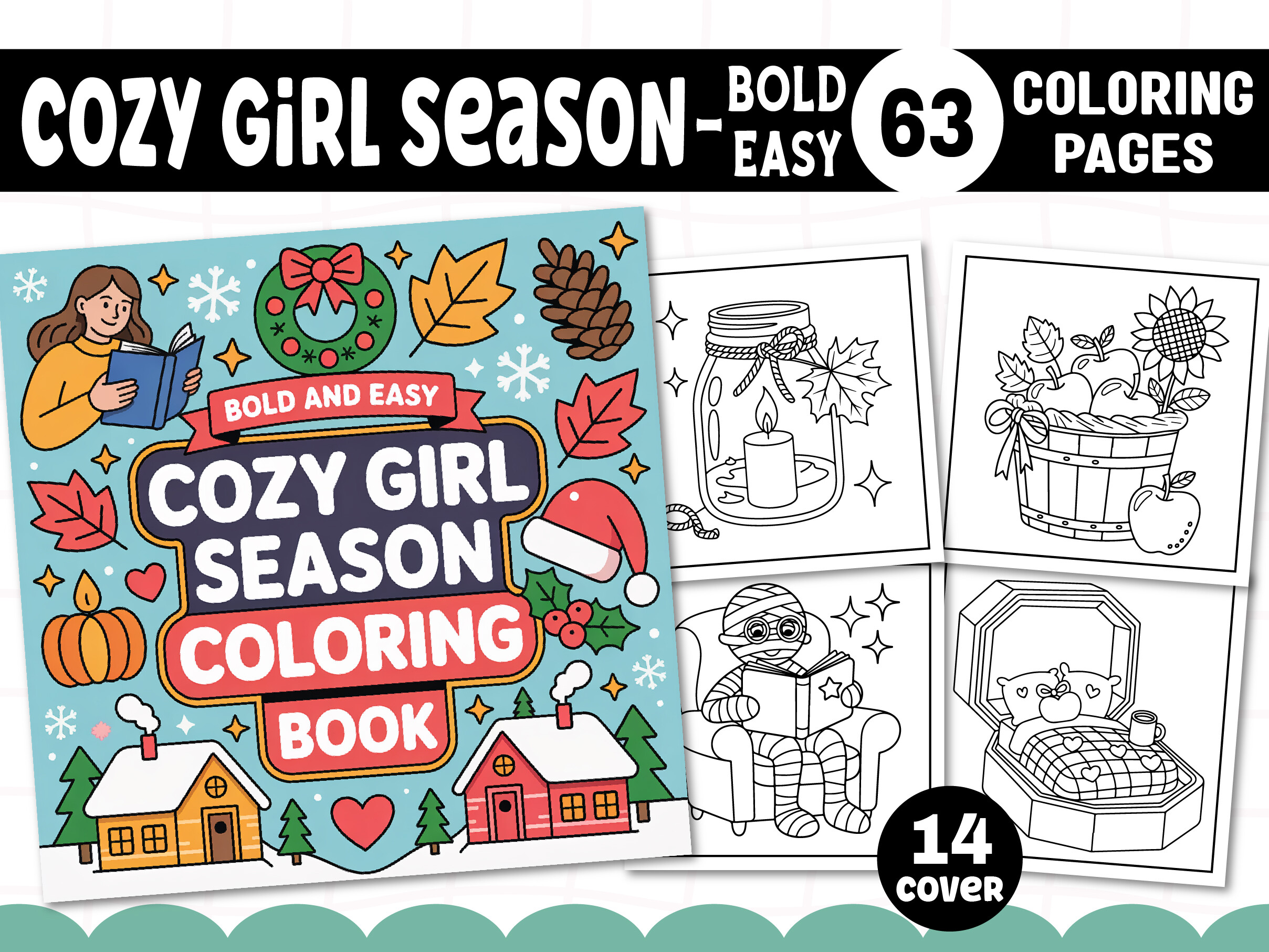 Cozy Girl Season Coloring Pages Bundle