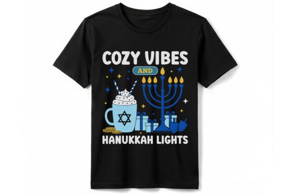 Cozy Vibes Hanukkah Lights Tshirt Graphics