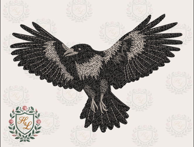 Dramatic Raven Wings Embroidery Files