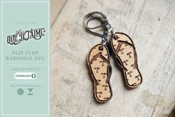 Flip Flop Earrings SVG | Laser Cut File Laser Cutting By Que je t'aime