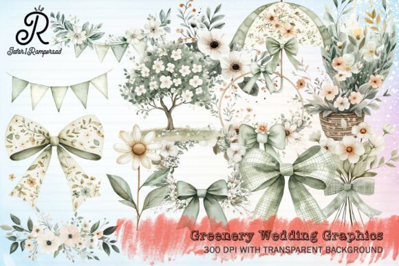Greenery Wedding Graphics Clipart Graphic by Jafar1Rampersad · Creative ...
