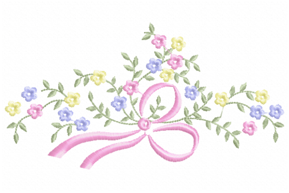 Roses Bow Embroidery Design