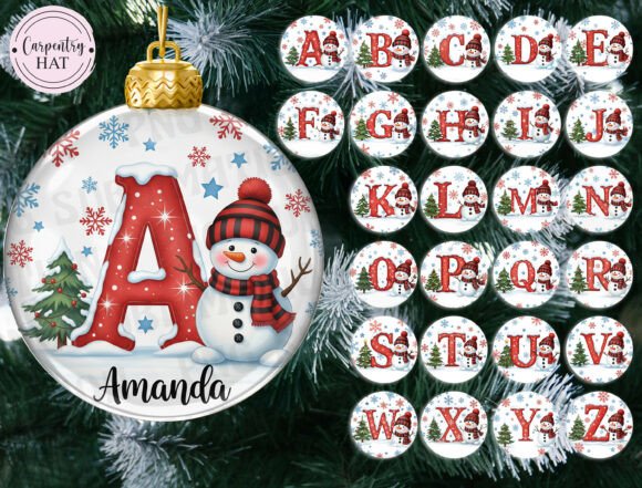 Snowman Alphabet Ornament PNG