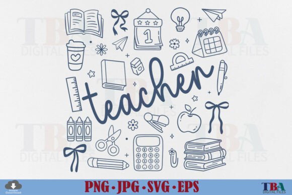 Teacher Life Preppy Back to School Icons