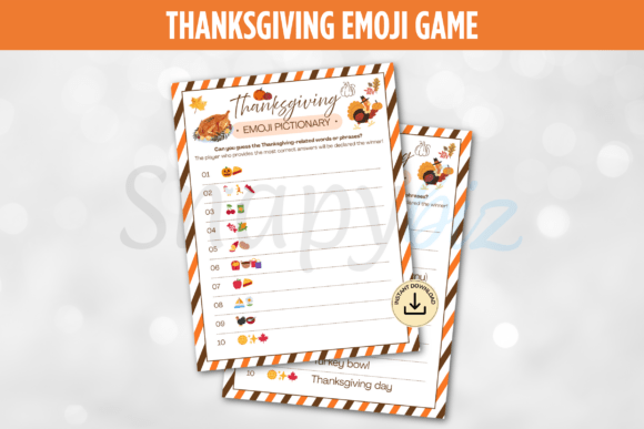 Thanksgiving Emoji Game for Adults & Kid