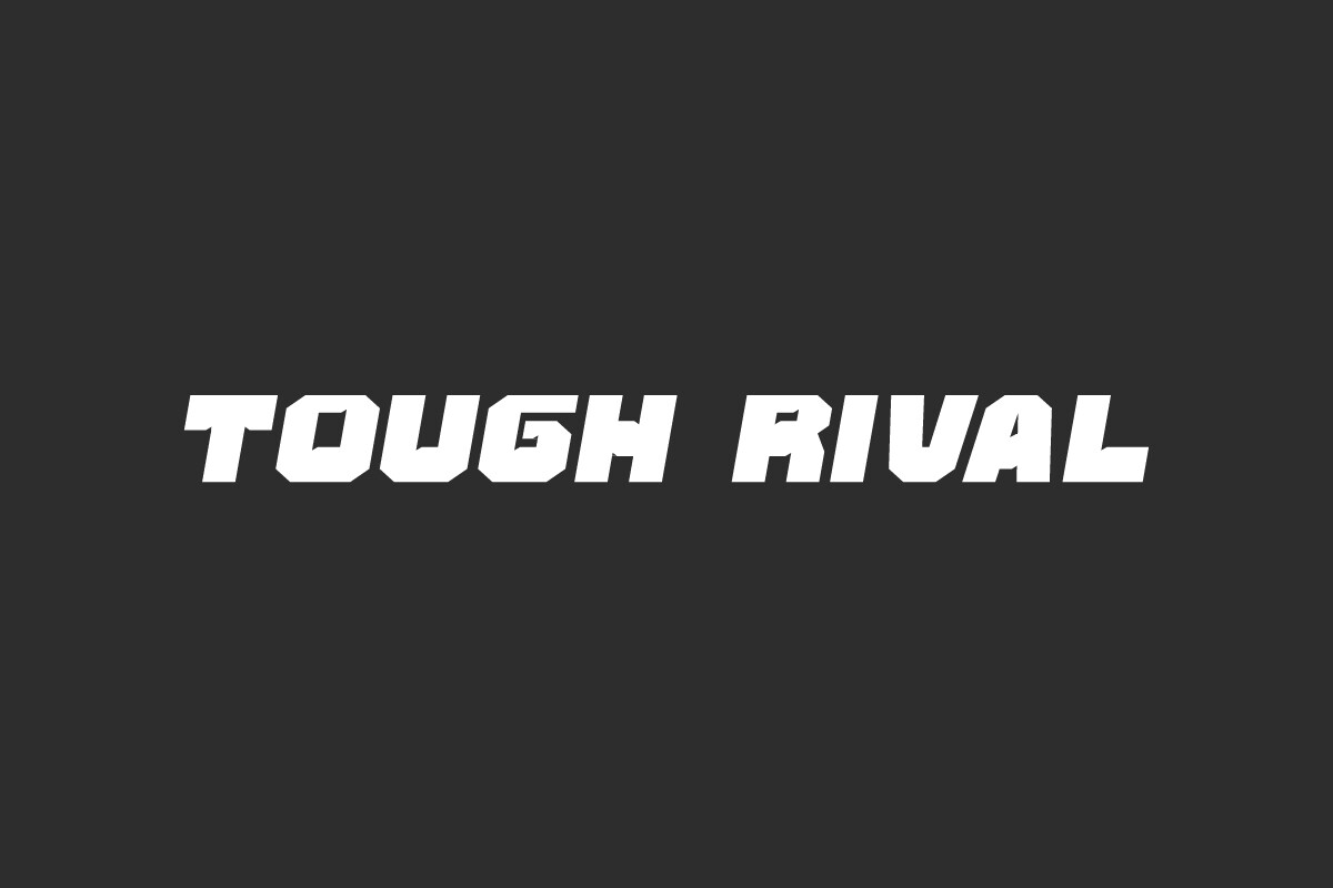 Tough Rival font preview in a competitive sports style