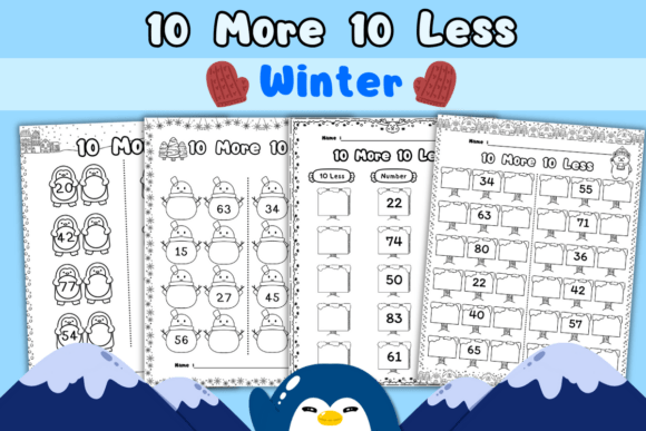 Winter 10 More 10 Less Worksheets