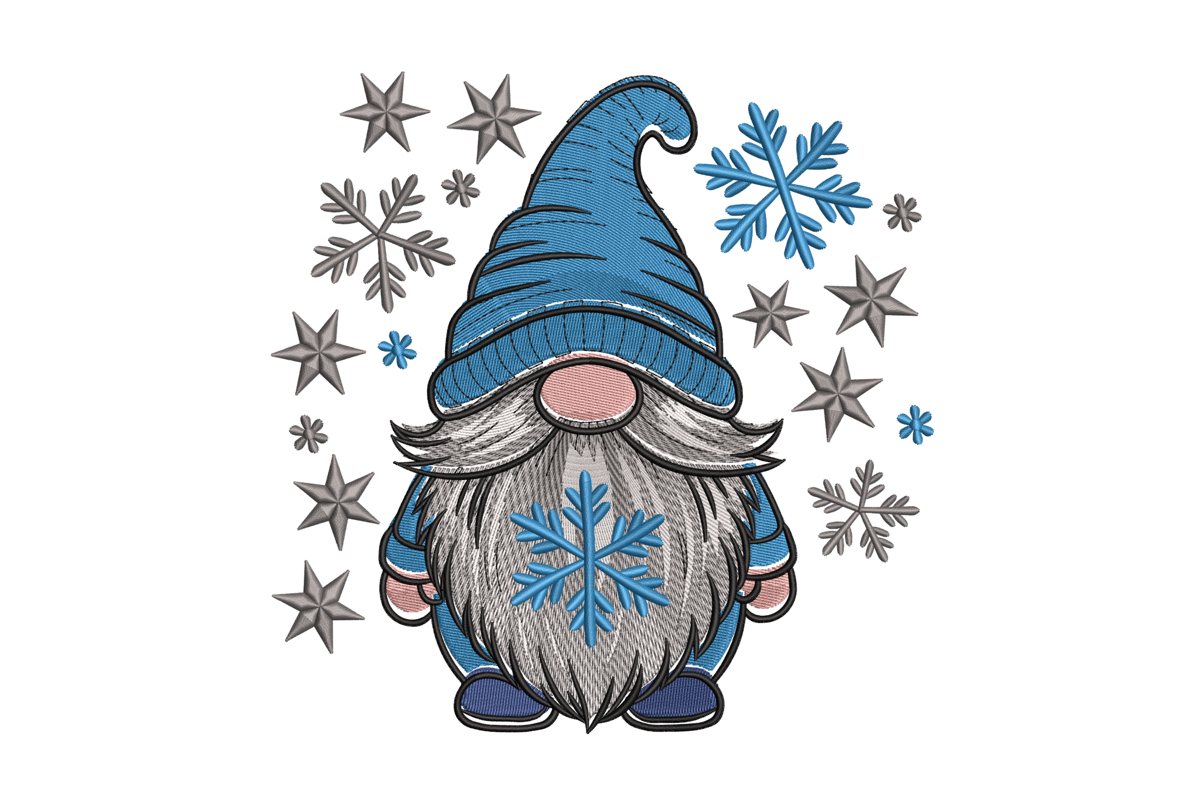 Winter Gnome with Snowflakes