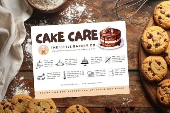 Cake Care Card Canva Template Editable