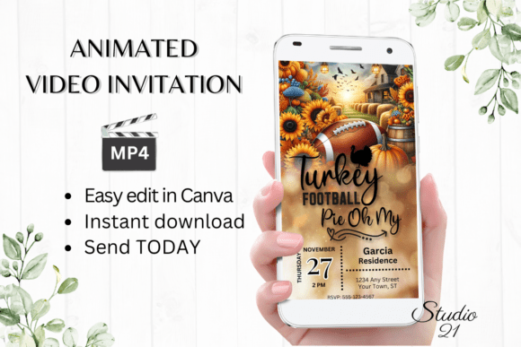 Digital Thanksgiving Football Invitation