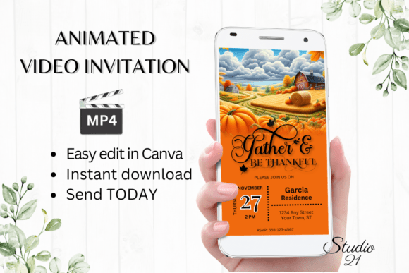 Digital Thanksgiving Football Invitation