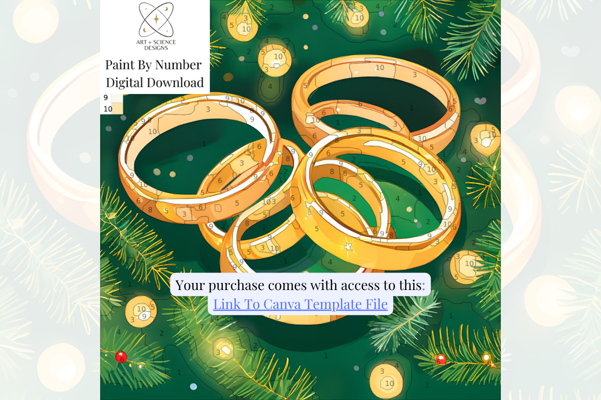 Five Gold Rings Paint or Color by Number