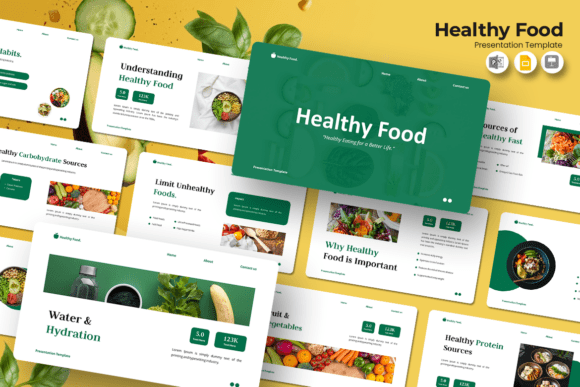 Preview of Healthy Food - Google Slides Template food presentation template