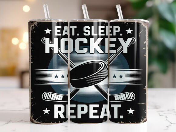 Hockey Lover Skinny Tumbler Wrap PNG