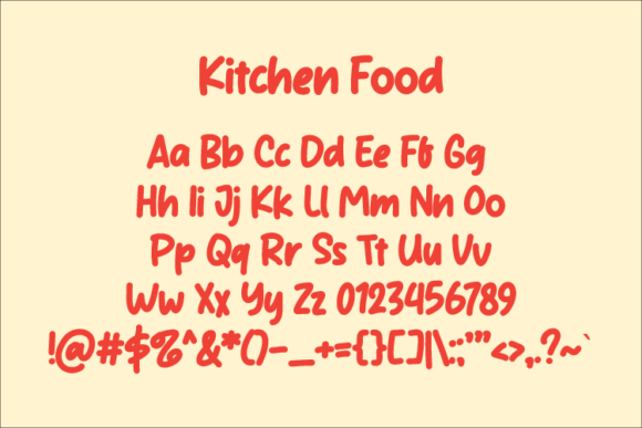 Kitchen Food Font PNG with transparent background - Preview 1