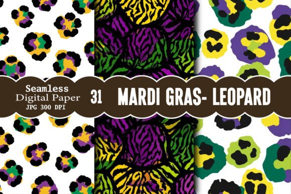 Mardi Gras Leopard Seamless Papers Graphics