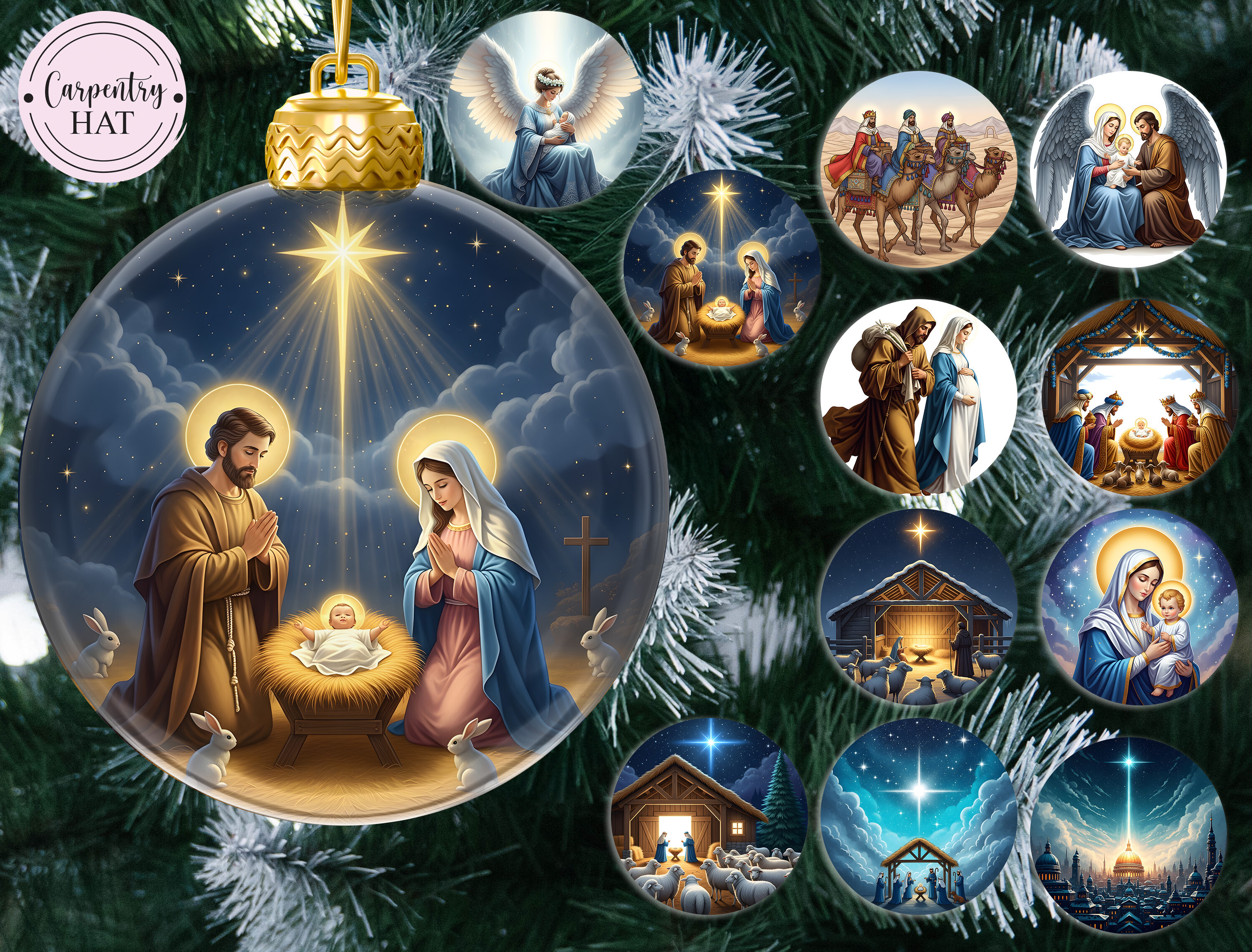 Nativity Scene Ornament PNG Bundle
