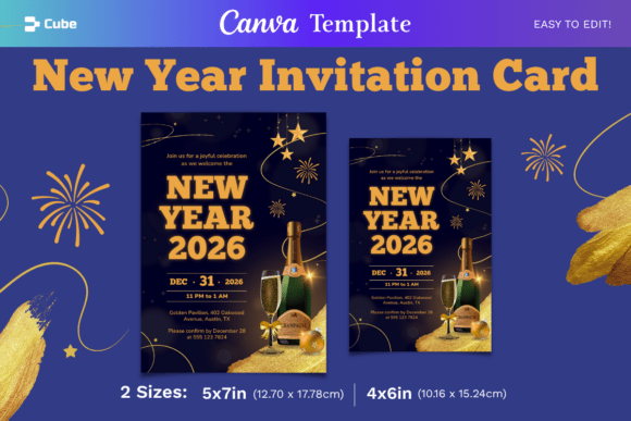 New Year 2026 Party Invitation Canva