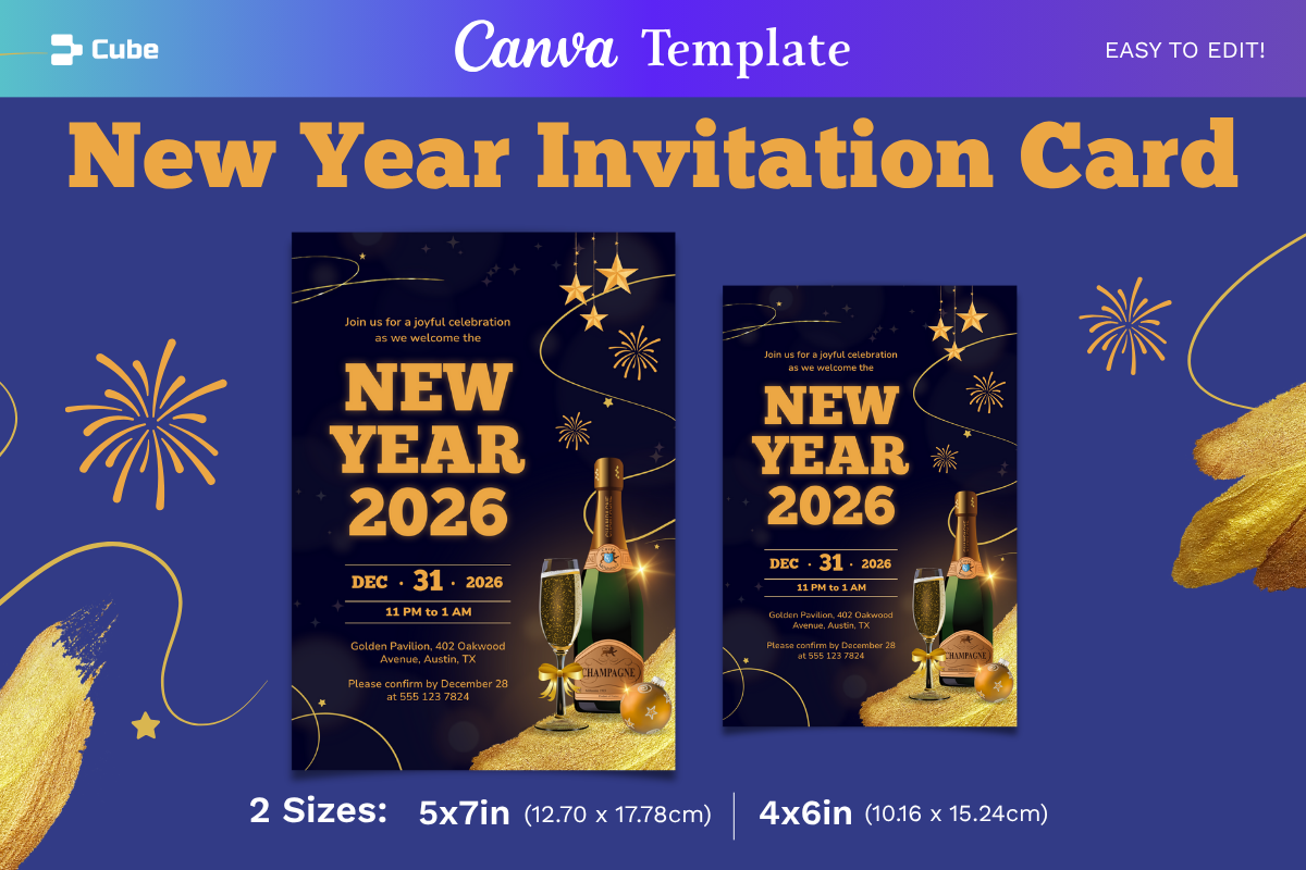 New Year 2026 Party Invitation Canva