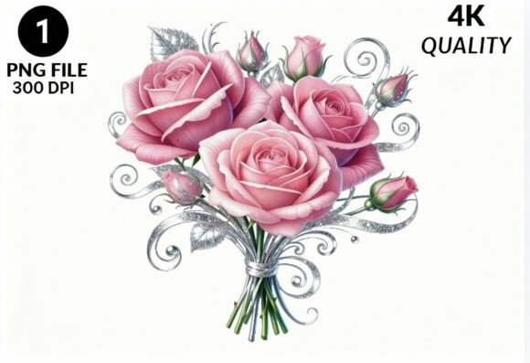 Pink Rose Bouquet PNG Clipart