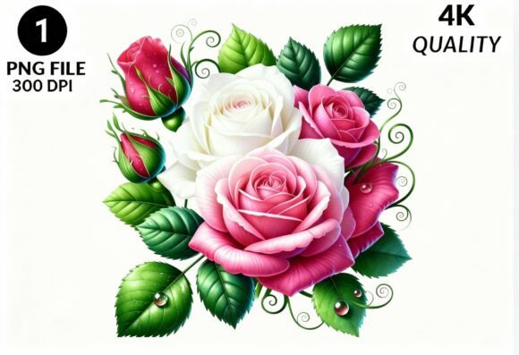 Pink White Red Roses Floral PNG Clipart
