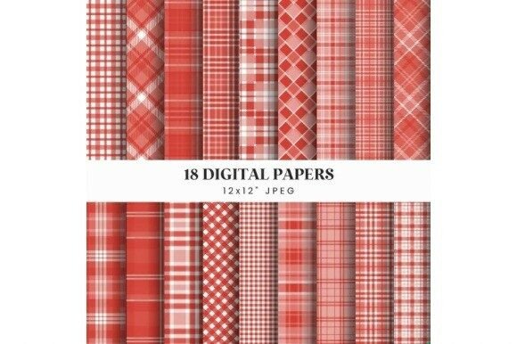 Red Plaid Digital Paper • Red Tartan