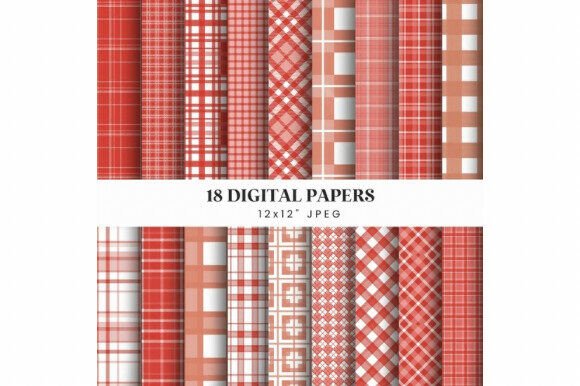 Red Plaid Digital Paper • Red Tartan