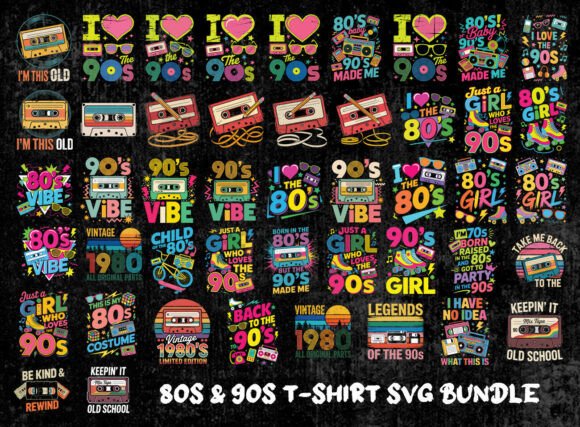 Retro 80s & 90s Quotes Shirt SVG Bundle