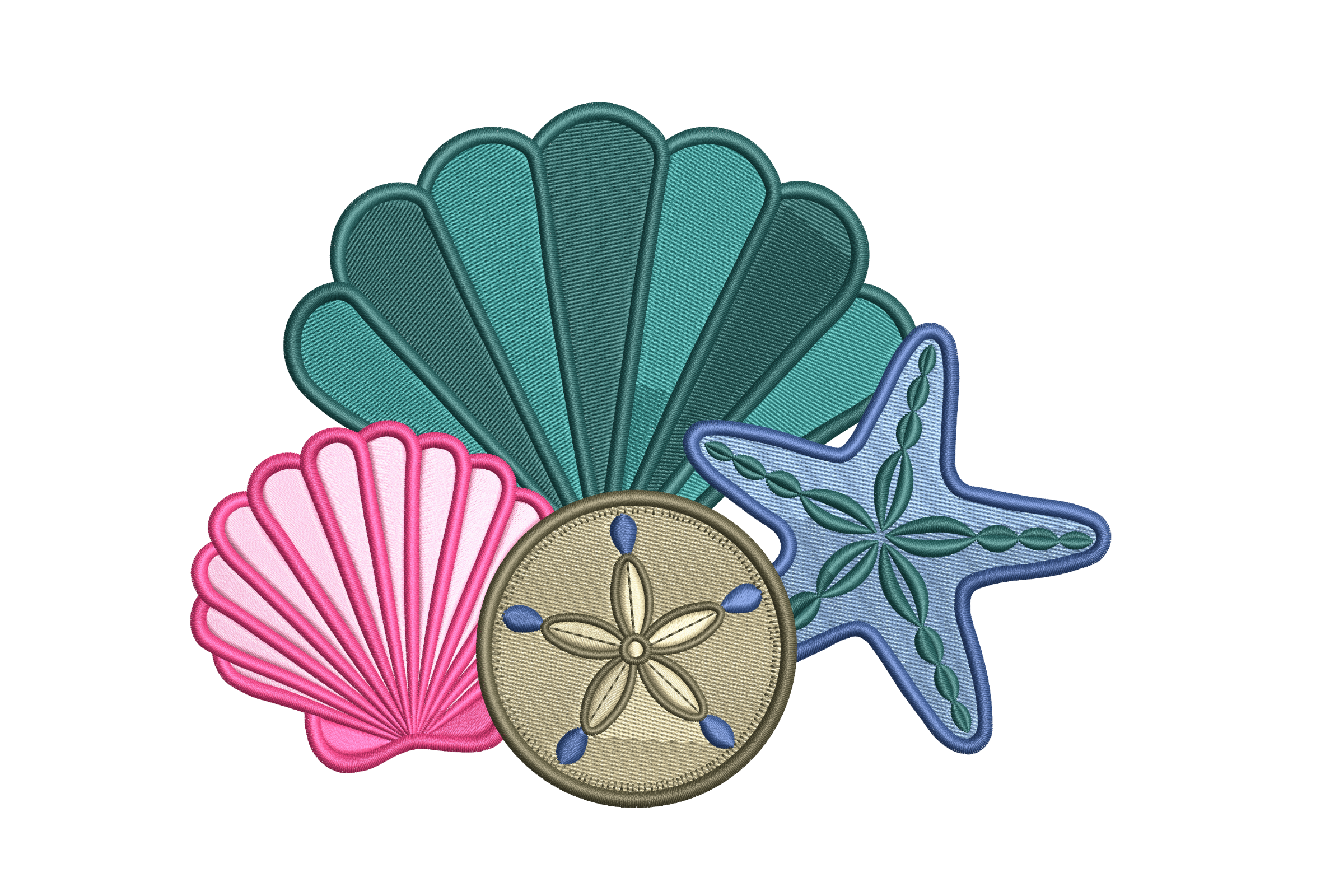 Seashells & Starfish Cluster - Beach