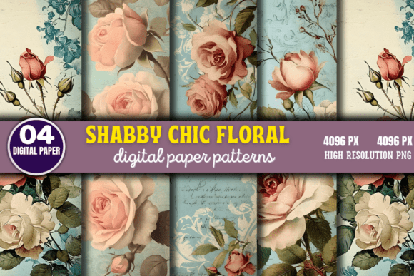 Shabby Chic Floral Digital Paper Pattern