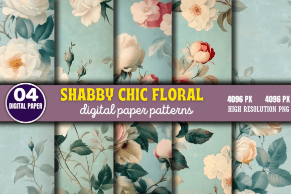 Shabby Chic Floral Digital Paper Pattern