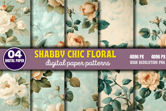 Shabby Chic Floral Digital Paper Pattern