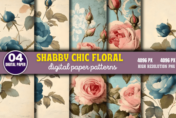 Shabby Chic Floral Digital Paper Pattern