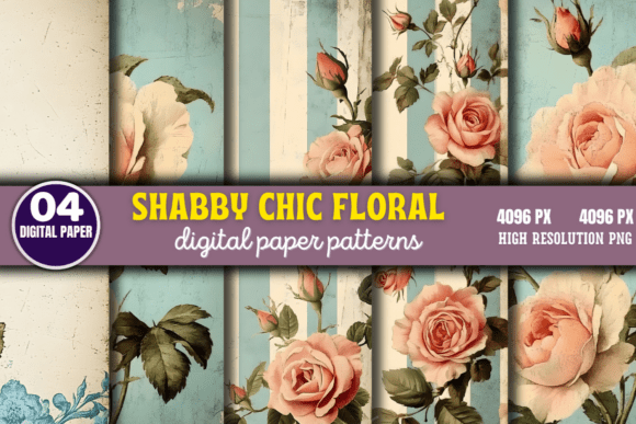 Shabby Chic Floral Digital Paper Pattern