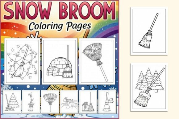 Snow Broom Coloring Pages for Kids