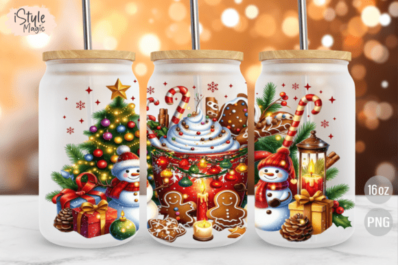 Snowman Christmas 16 Oz Glass Wrap PNG
