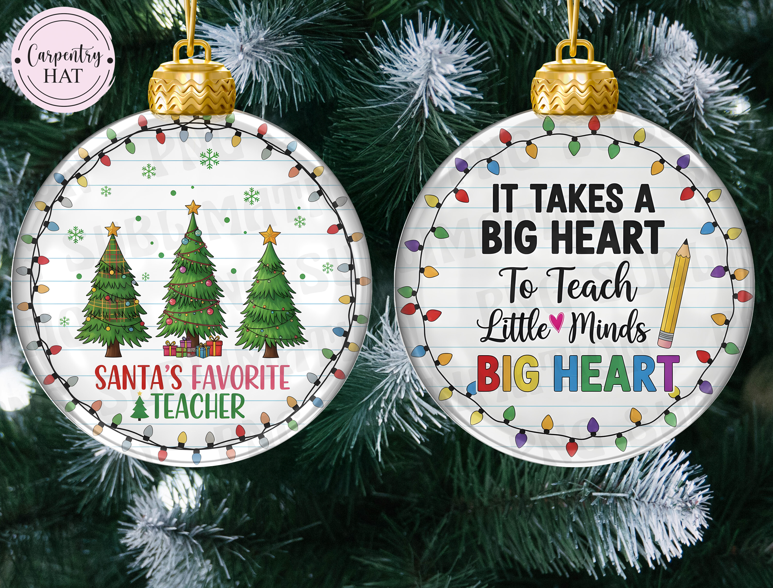 Teacher Christmas Ornament PNG