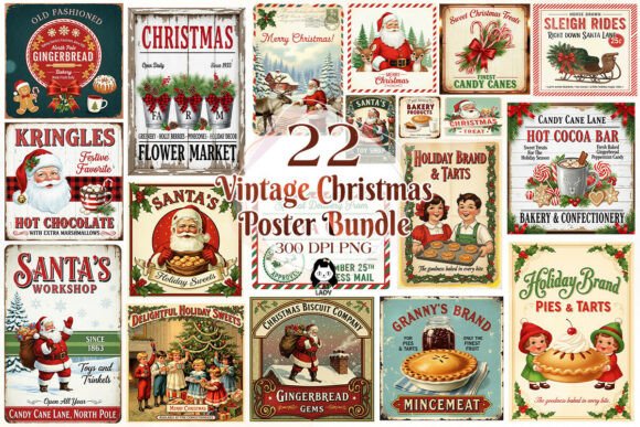 Vintage Christmas Poster Quotes Bundle