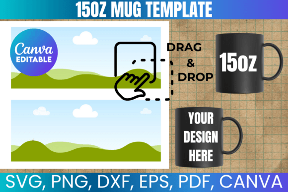 15oz Mug Template, Mug SVG Cut File