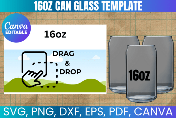 16oz Can Glass Template, 16oz Glass PNG